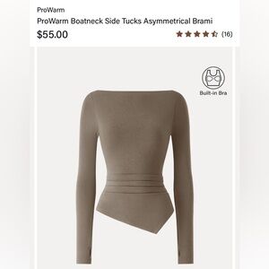 NWT OGL ProWarm Boatneck Side Tucks Asymmetrical Brami Long Sleeve Top